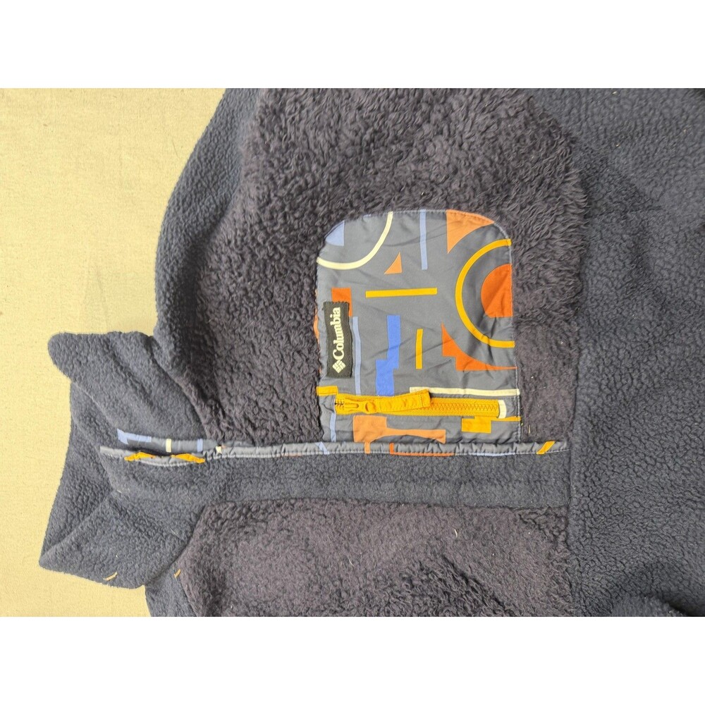 Columbia Jacket Boys Large Blue Fleece 1/4 Zip Geometric Pocket Pullover Outdoor - Picture 6 of 11